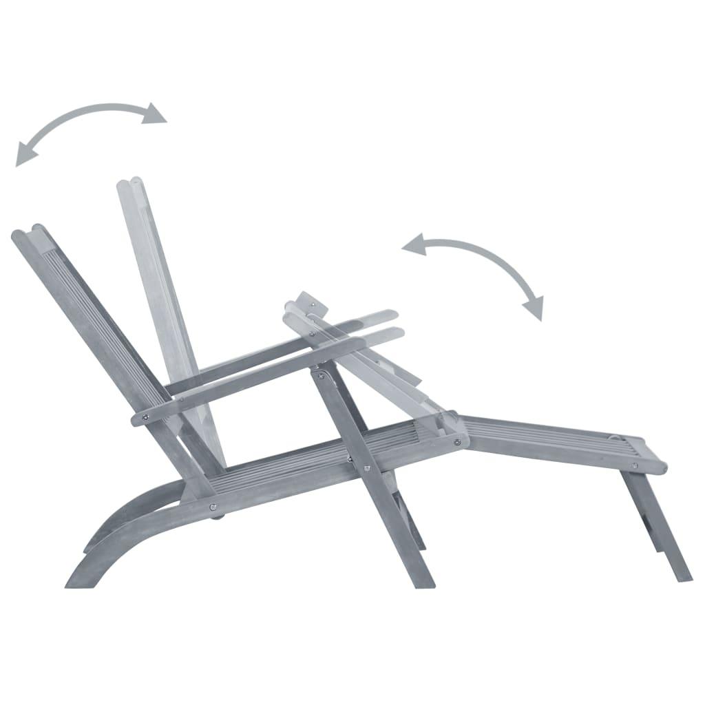 Patio Deck Chair with Footrest and Cushion Solid Acacia Wood at Set Shop and Smile