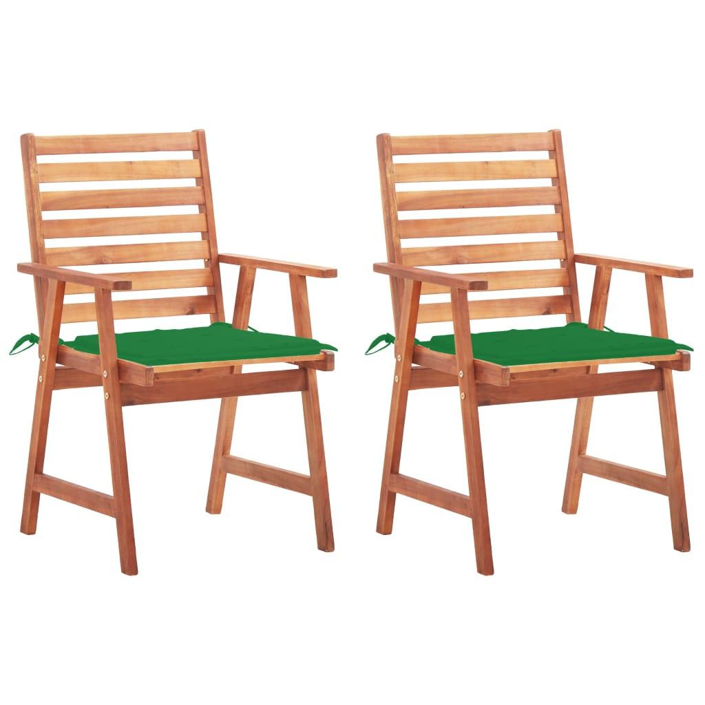 Patio Dining Chairs 2 pcs with Cushions Solid Acacia Wood at Set Shop and Smile