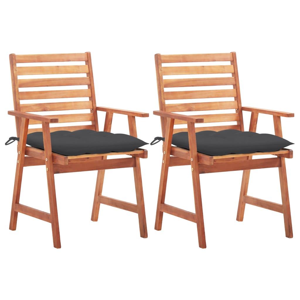 Patio Dining Chairs 2 pcs with Cushions Solid Acacia Wood at Set Shop and Smile