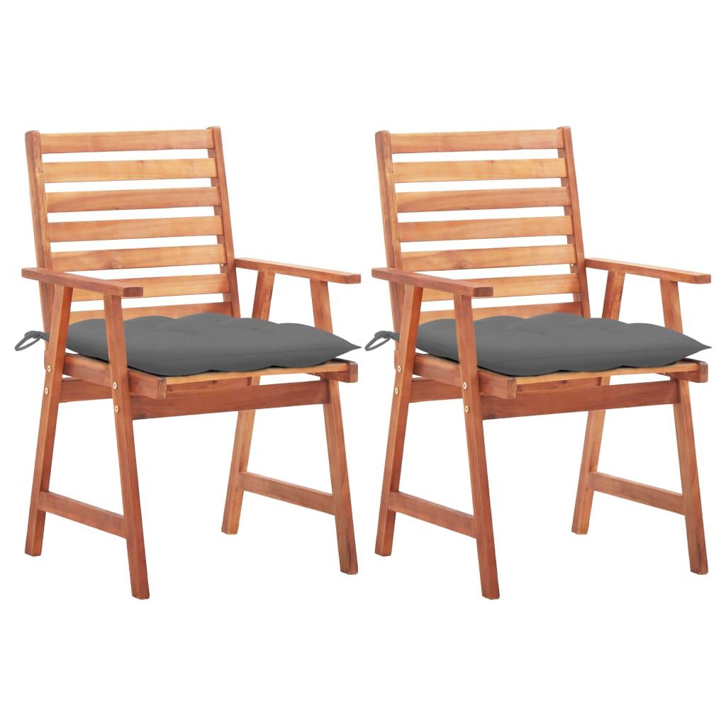 Patio Dining Chairs 2 pcs with Cushions Solid Acacia Wood at Set Shop and Smile