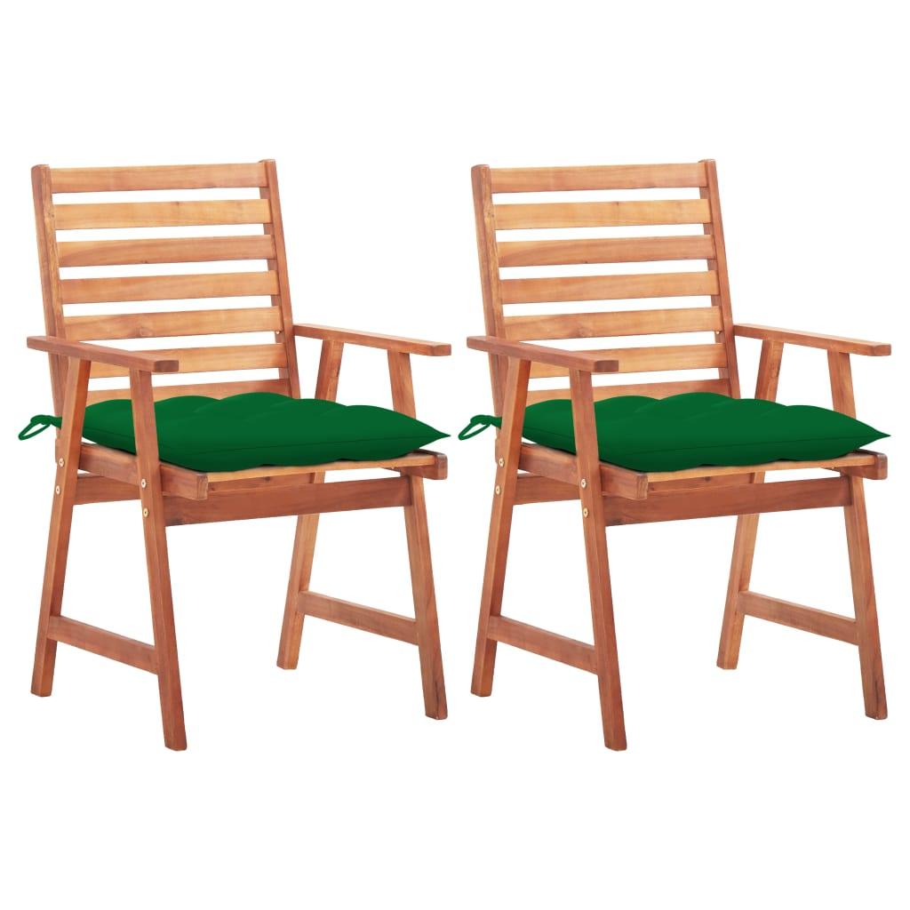 Patio Dining Chairs 2 pcs with Cushions Solid Acacia Wood at Set Shop and Smile