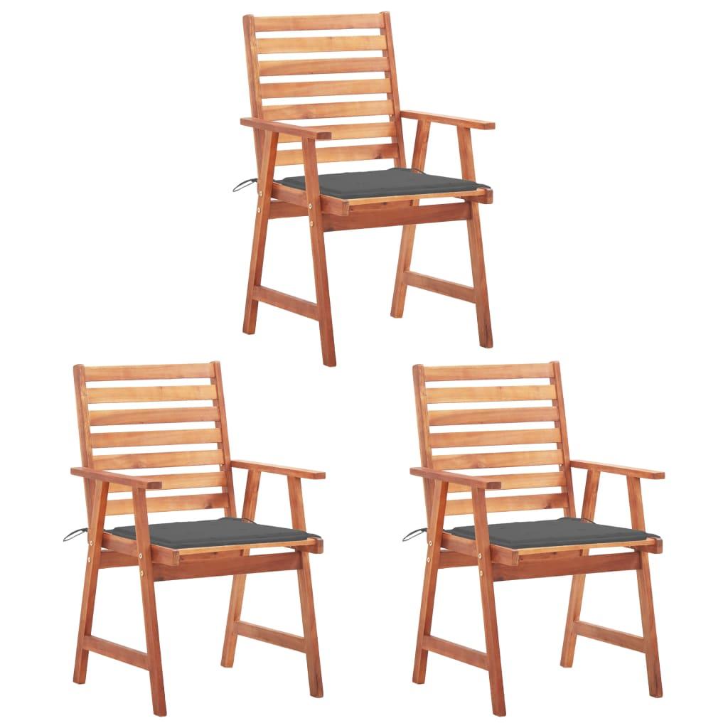 Patio Dining Chairs 3 pcs with Cushions Solid Acacia Wood at Set Shop and Smile