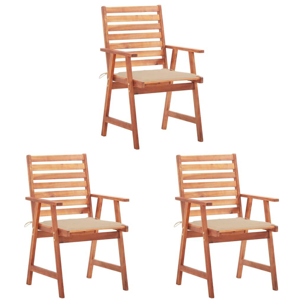 Patio Dining Chairs 3 pcs with Cushions Solid Acacia Wood at Set Shop and Smile