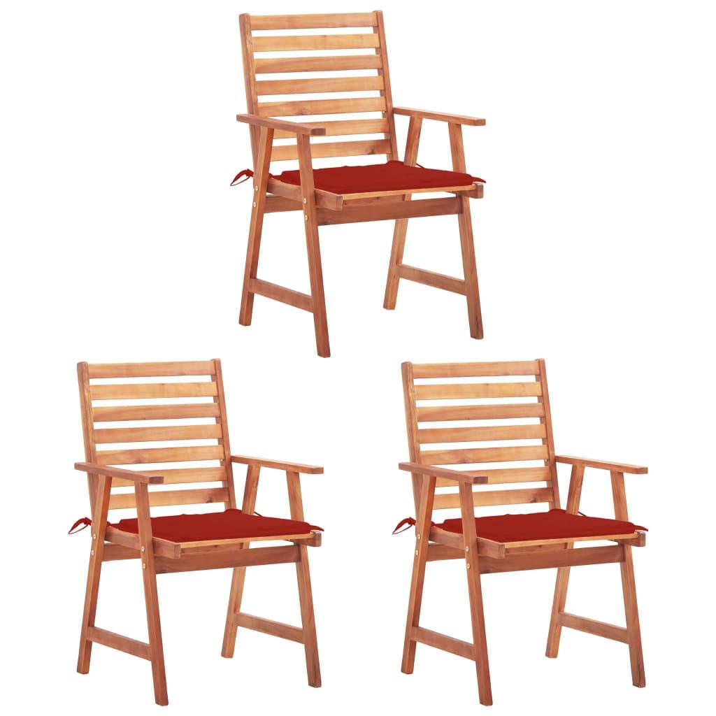 Patio Dining Chairs 3 pcs with Cushions Solid Acacia Wood at Set Shop and Smile