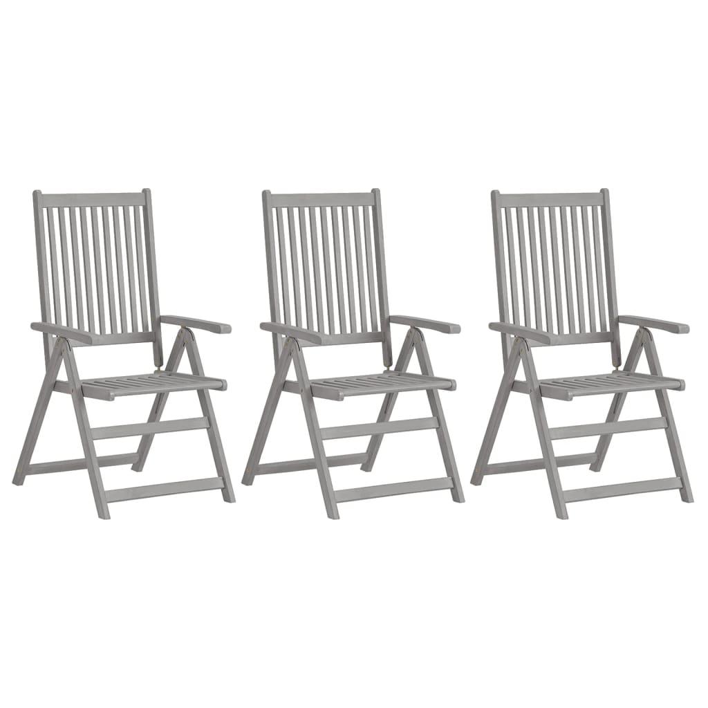 Patio Reclining Chairs 3 pcs with Cushions Solid Acacia Wood at Set Shop and Smile