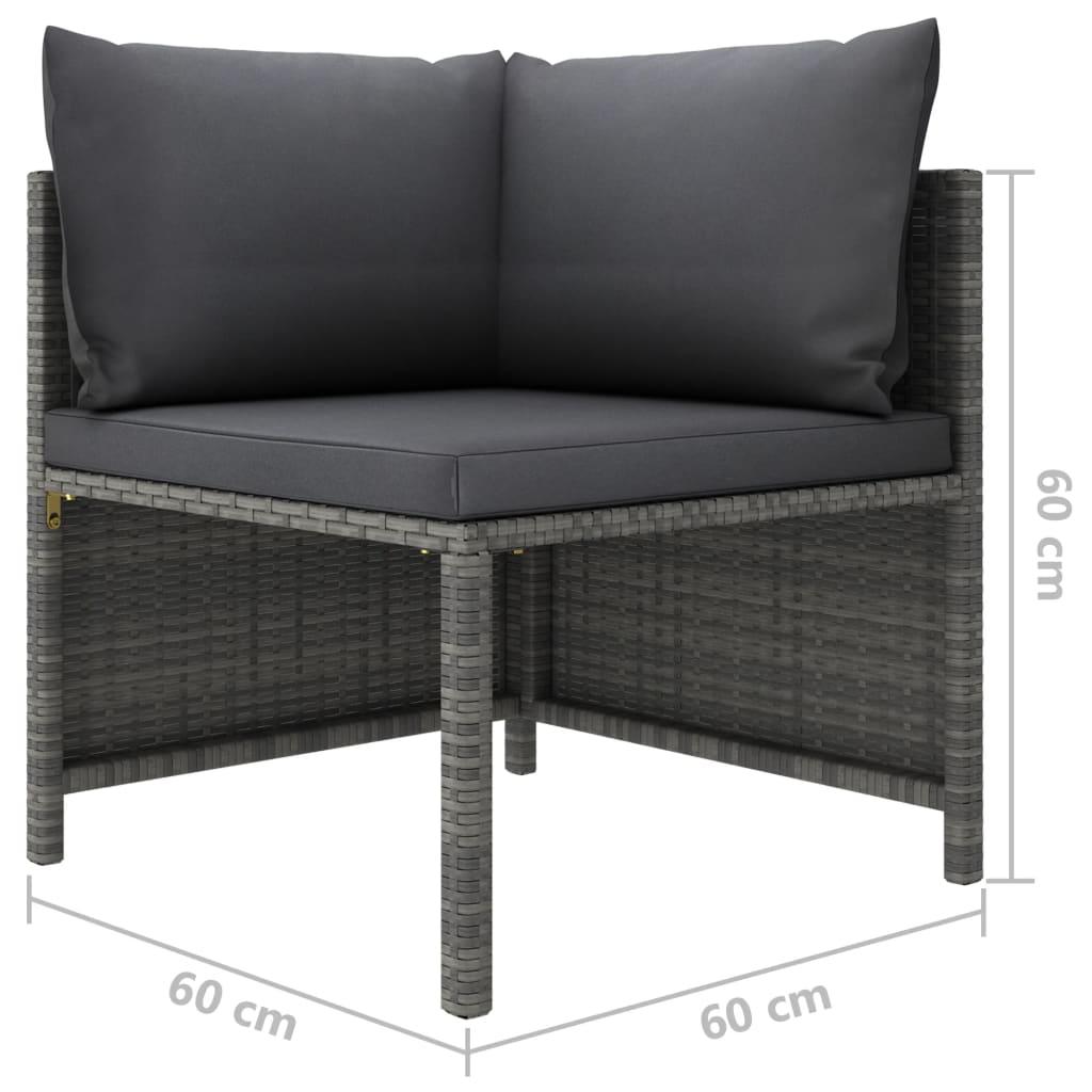 5 Piece Patio Lounge Set with Cushions Poly Rattan Gray at Set Shop and Smile