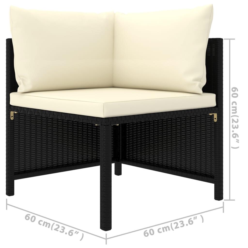 3 Piece Patio Lounge Set with Cushions Poly Rattan Black at Set Shop and Smile