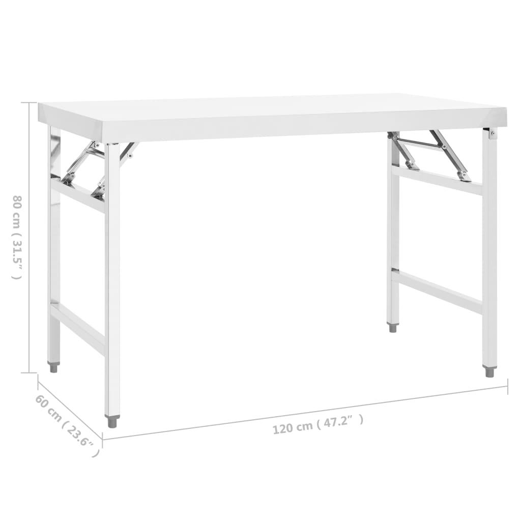 Kitchen Folding Work Table 47.2"x24"x32" Stainless Steel at Set Shop and Smile