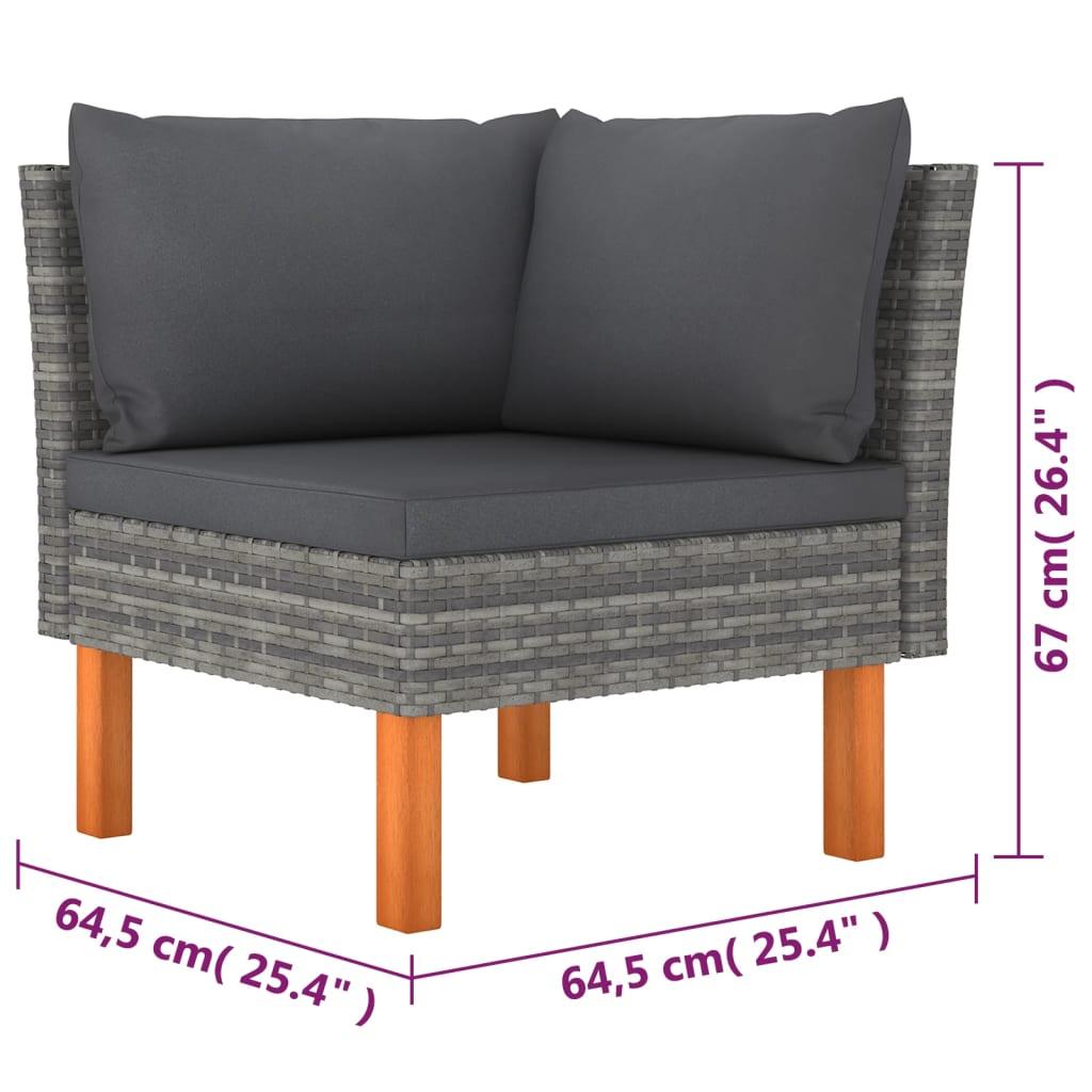 6 Piece Patio Lounge Set with Cushions Poly Rattan Gray at Set Shop and Smile