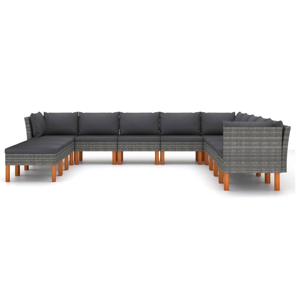 12 Piece Patio Lounge Set with Cushions Poly Rattan Gray at Set Shop and Smile