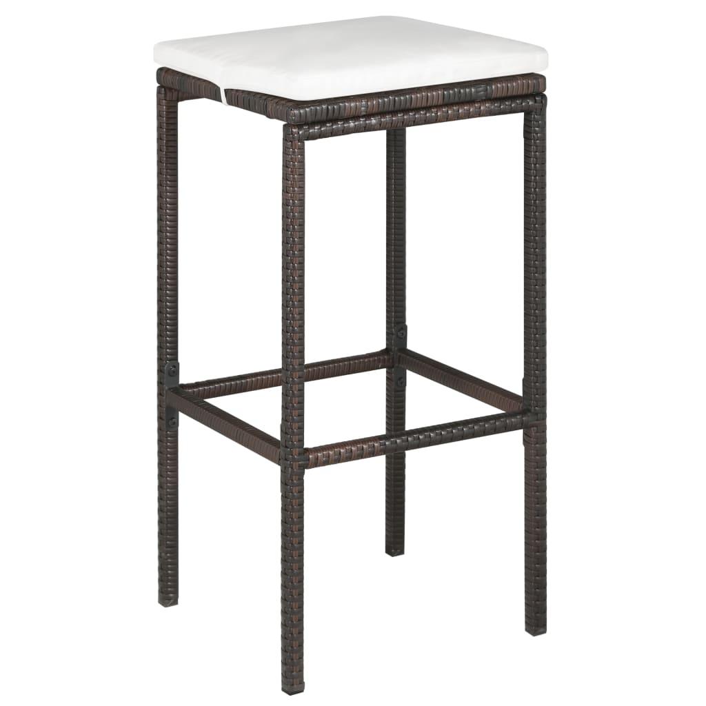 5 Piece Patio Bar Set with Cushions Poly Rattan Brown at Set Shop and Smile