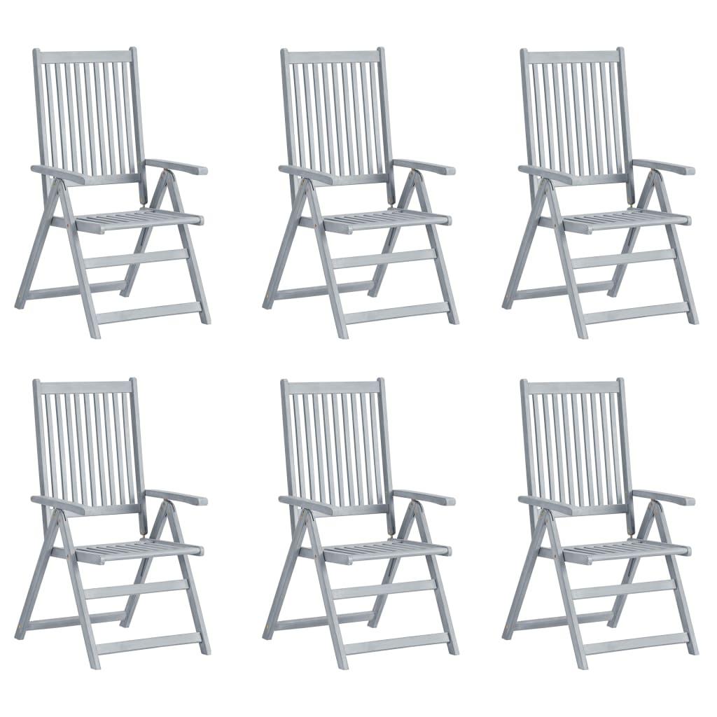 Patio Reclining Chairs 6 pcs with Cushions Solid Acacia Wood at Set Shop and Smile