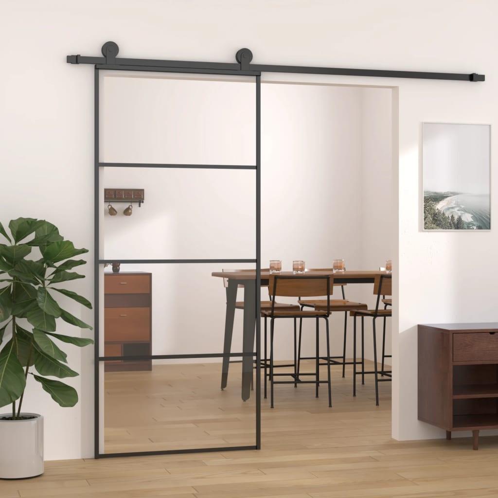Sliding Door Aluminum and ESG Glass 35.4"x80.7" Black at Set Shop and Smile