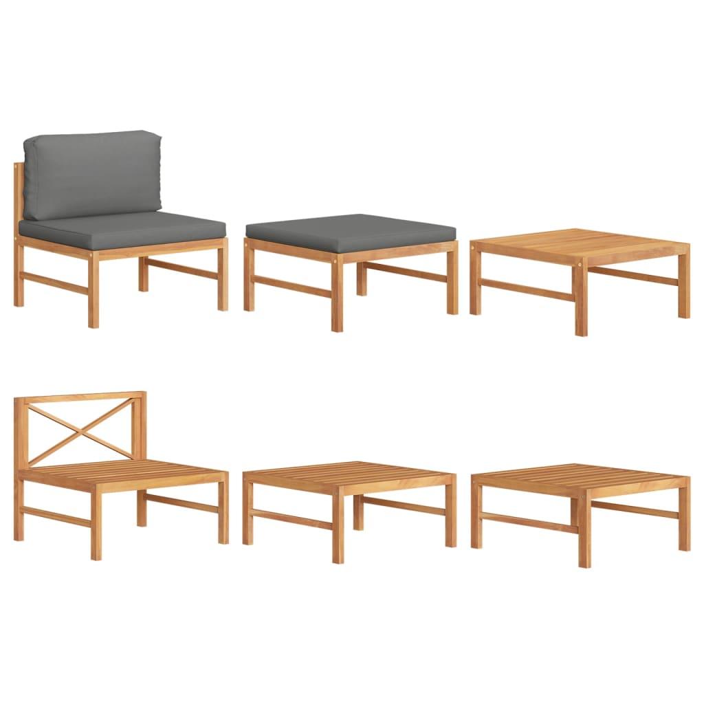 3 Piece Patio Lounge Set with Dark Gray Cushions Teak Wood at Set Shop and Smile