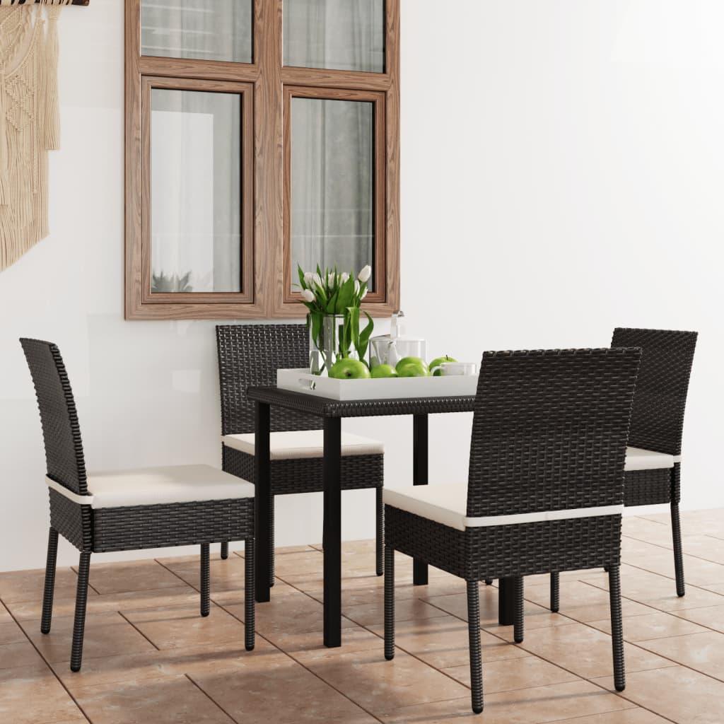 5 Piece Patio Dining Set Poly Rattan Black at Set Shop and Smile