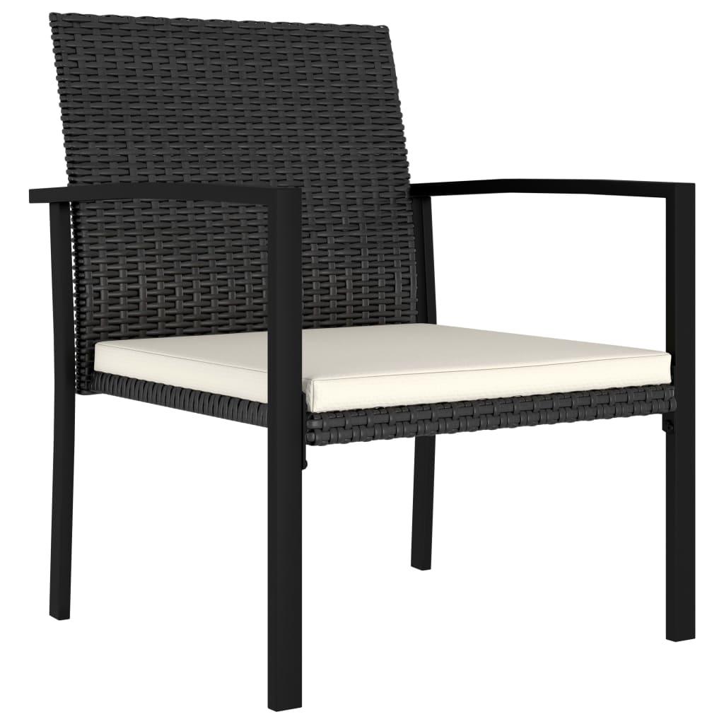 3 Piece Patio Dining Set Poly Rattan Black at Set Shop and Smile