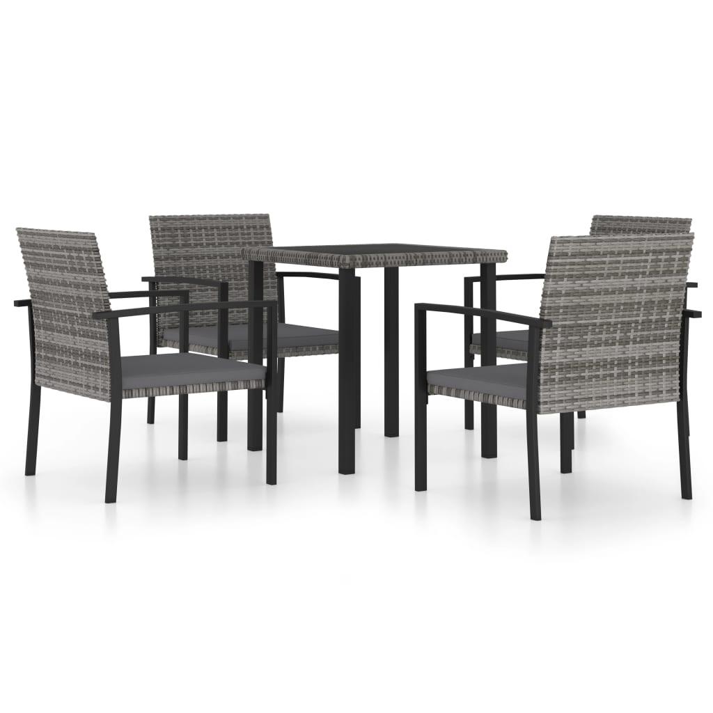 5 Piece Patio Dining Set Poly Rattan Gray at Set Shop and Smile