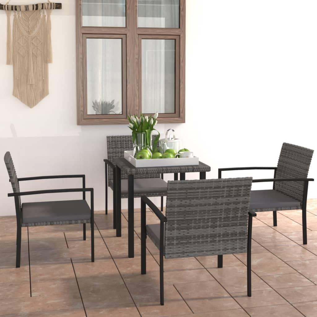 5 Piece Patio Dining Set Poly Rattan Gray at Set Shop and Smile