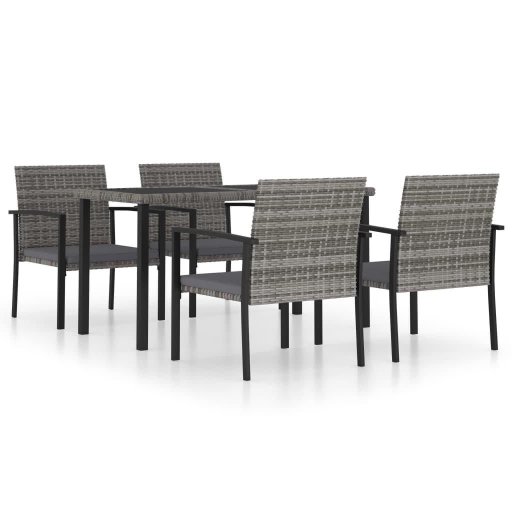 5 Piece Patio Dining Set Poly Rattan Gray at Set Shop and Smile