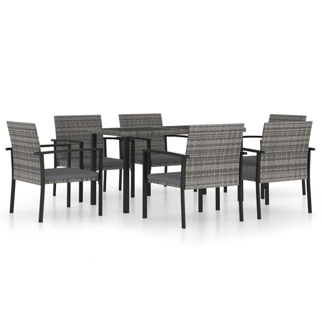7 Piece Patio Dining Set Poly Rattan Gray at Set Shop and Smile