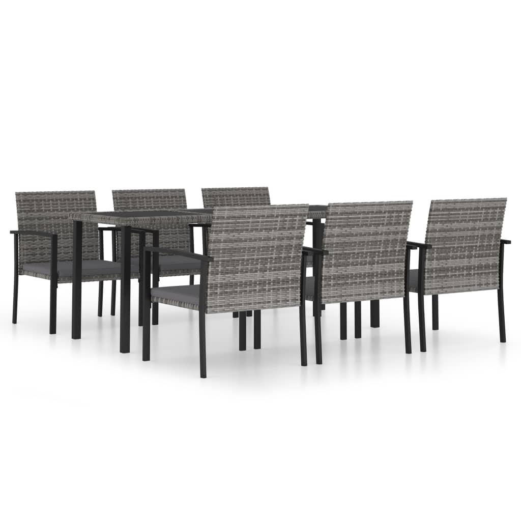 7 Piece Patio Dining Set Poly Rattan Gray at Set Shop and Smile
