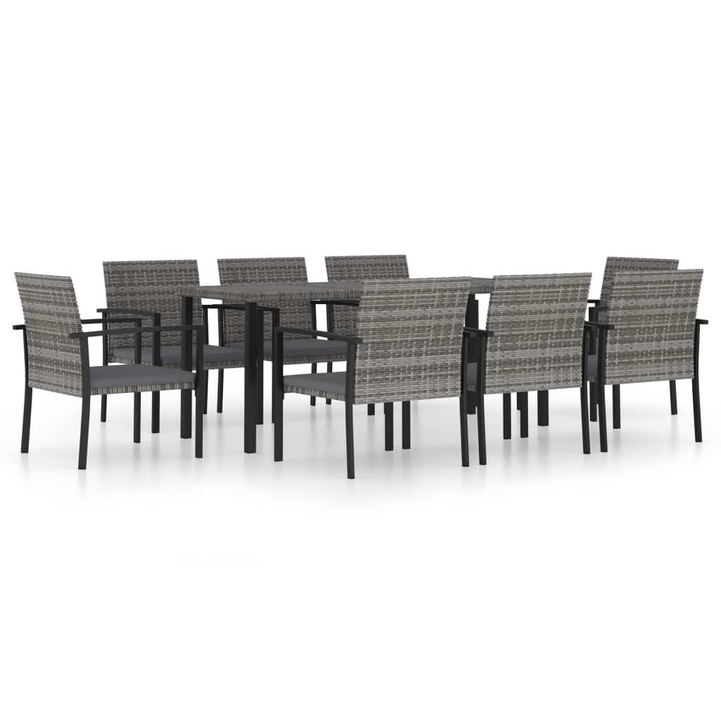 9 Piece Patio Dining Set Poly Rattan Gray at Set Shop and Smile