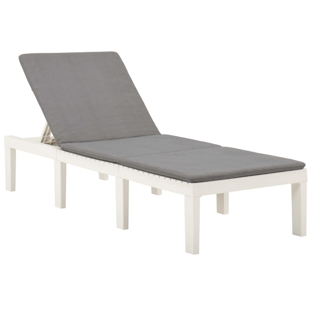 Sun Lounger with Cushion Plastic White at Set Shop and Smile
