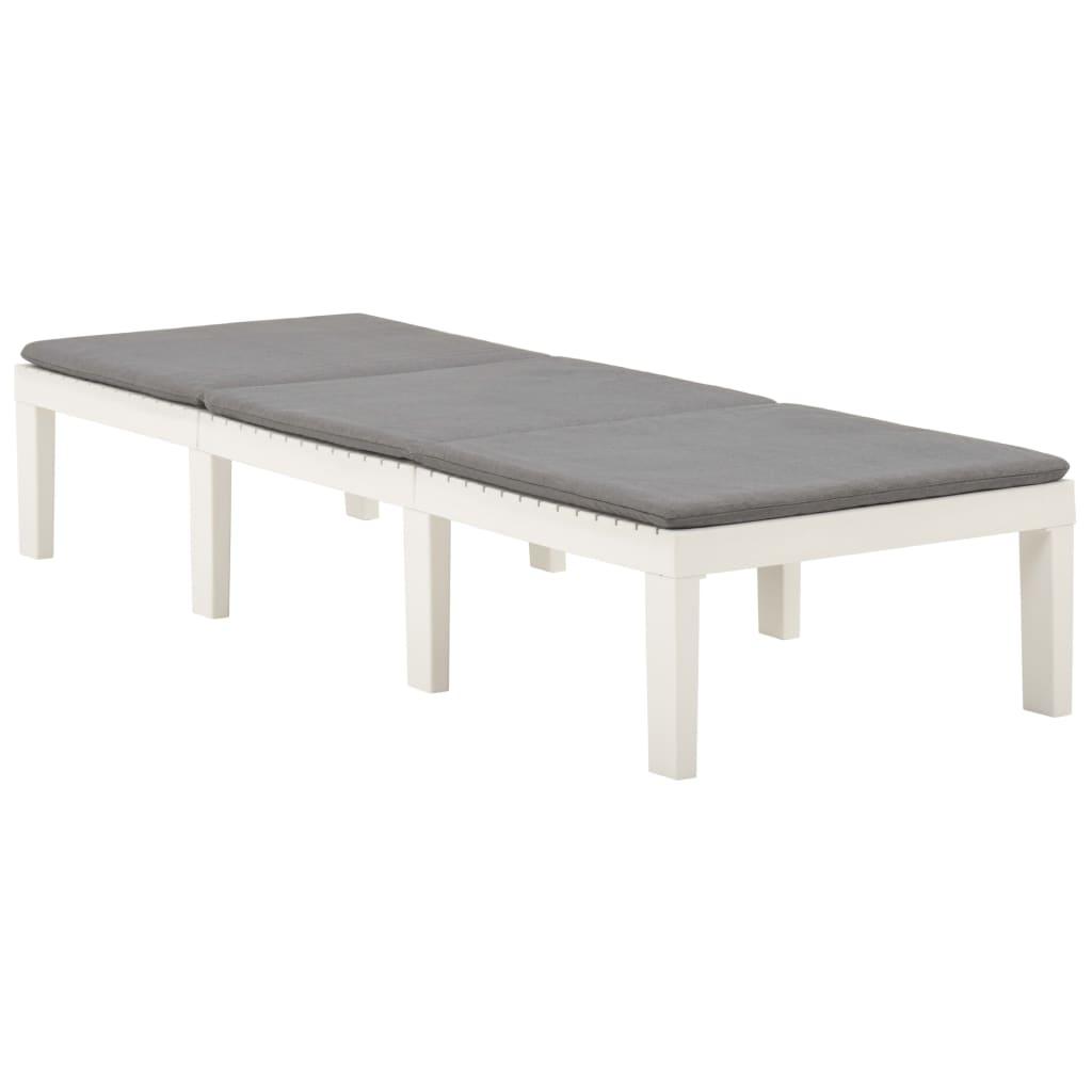 Sun Lounger with Cushion Plastic White at Set Shop and Smile