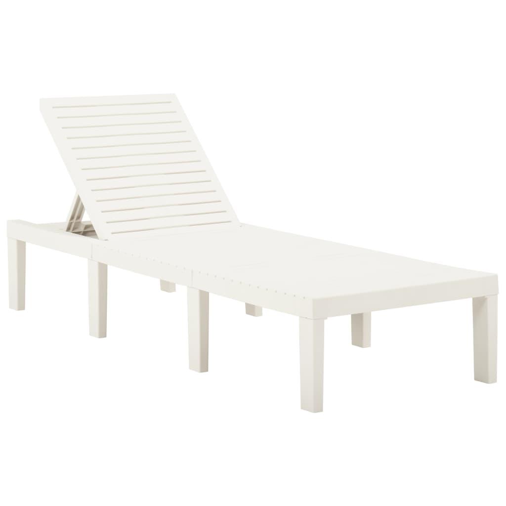 Sun Lounger with Cushion Plastic White at Set Shop and Smile
