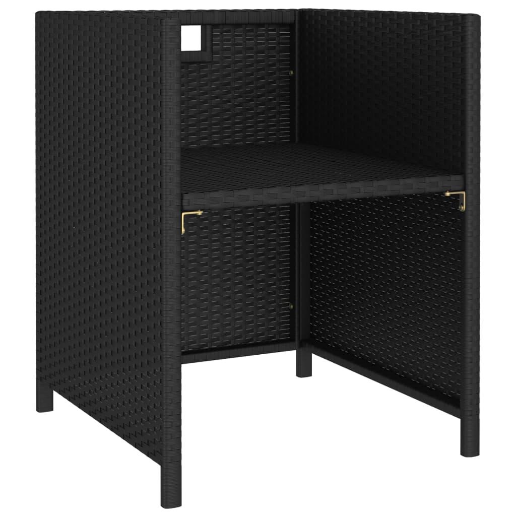 6 Piece Patio Dining Set with Cushions Poly Rattan Black at Set Shop and Smile