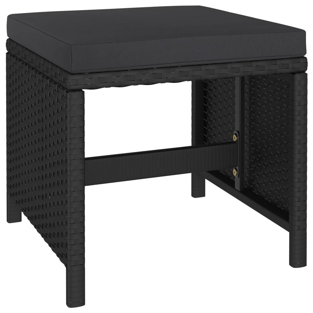 6 Piece Patio Dining Set with Cushions Poly Rattan Black at Set Shop and Smile