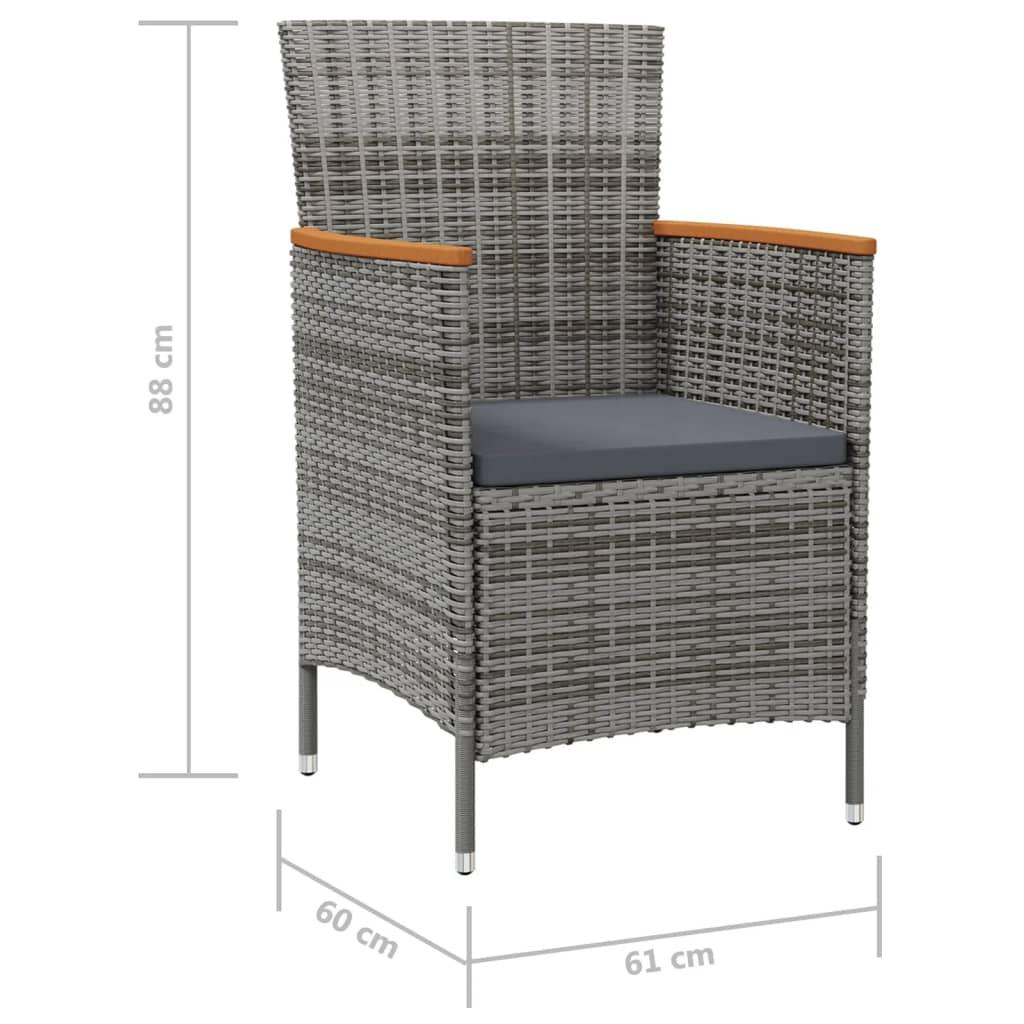 Patio Dining Chairs 2 pcs Poly Rattan Gray at Set Shop and Smile
