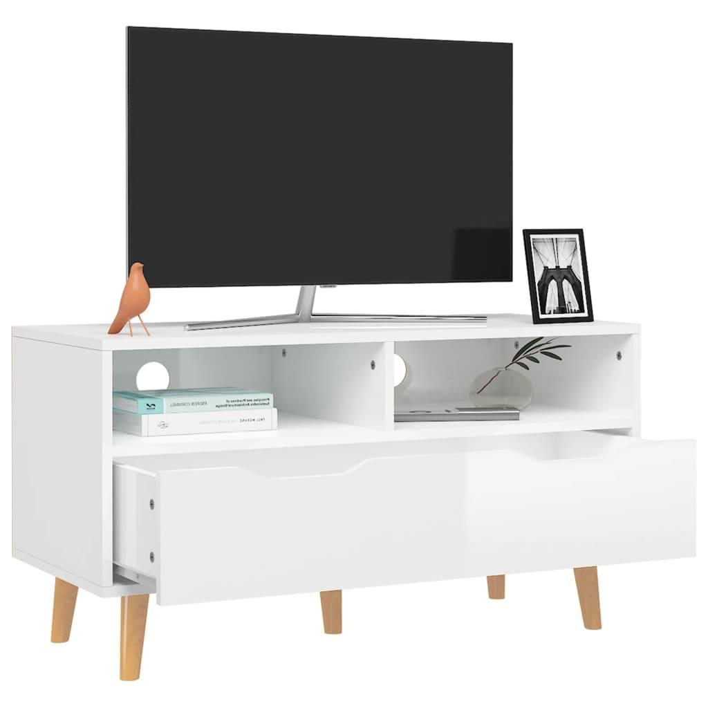 TV Cabinet High Gloss White 35.4"x15.7"x19.1" Engineered Wood at Set Shop and Smile