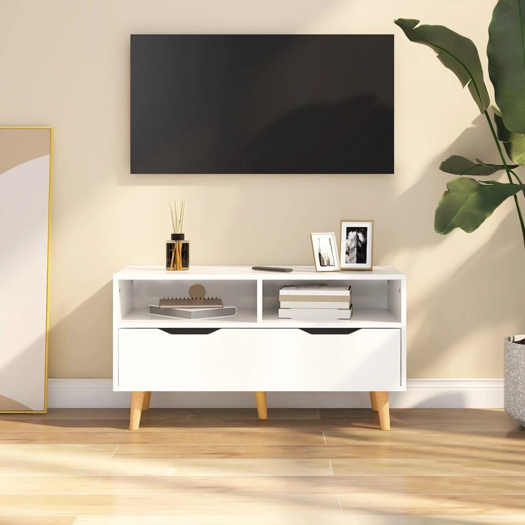 TV Cabinet High Gloss White 35.4"x15.7"x19.1" Engineered Wood at Set Shop and Smile