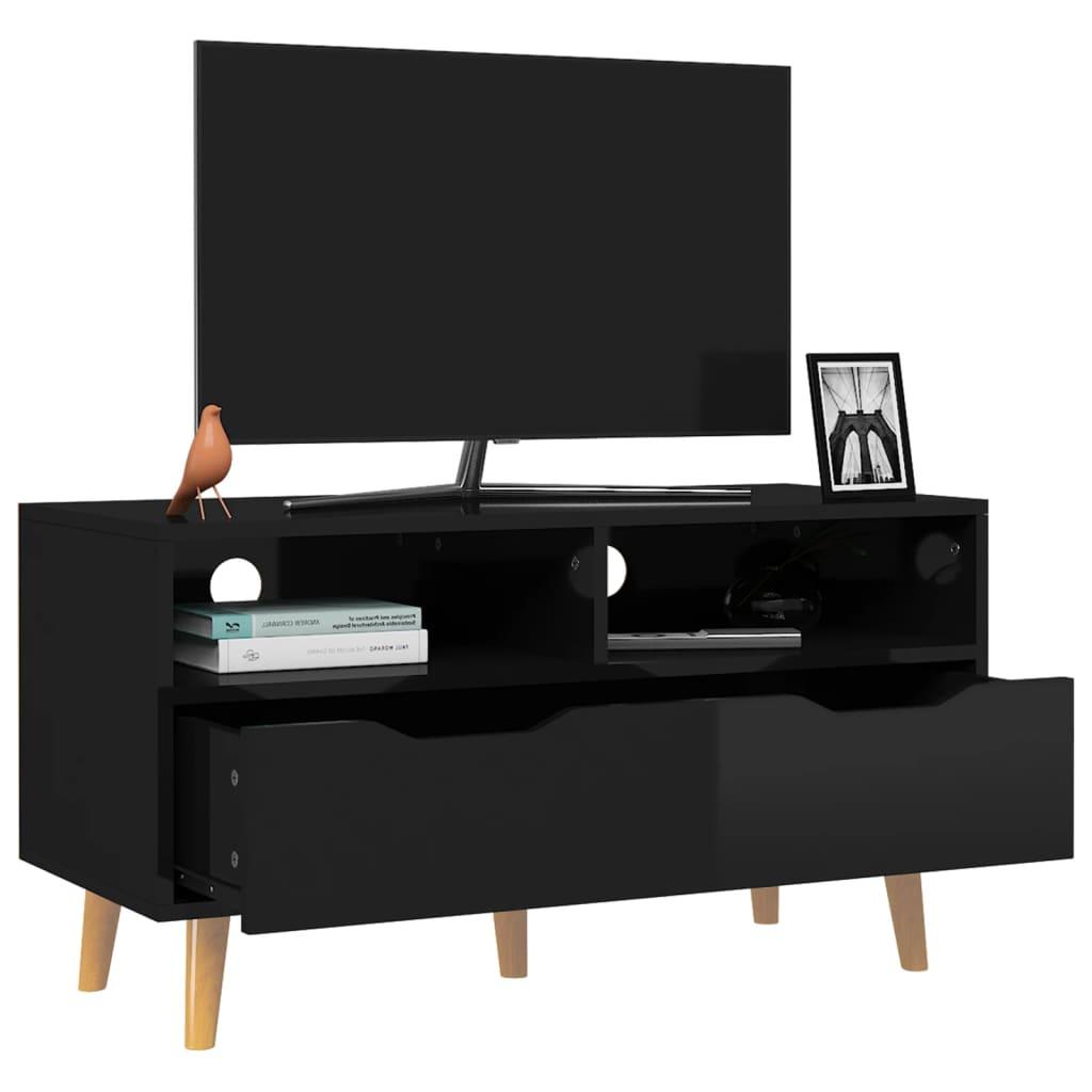 TV Cabinet High Gloss Black 35.4"x15.7"x19.1" Engineered Wood at Set Shop and Smile