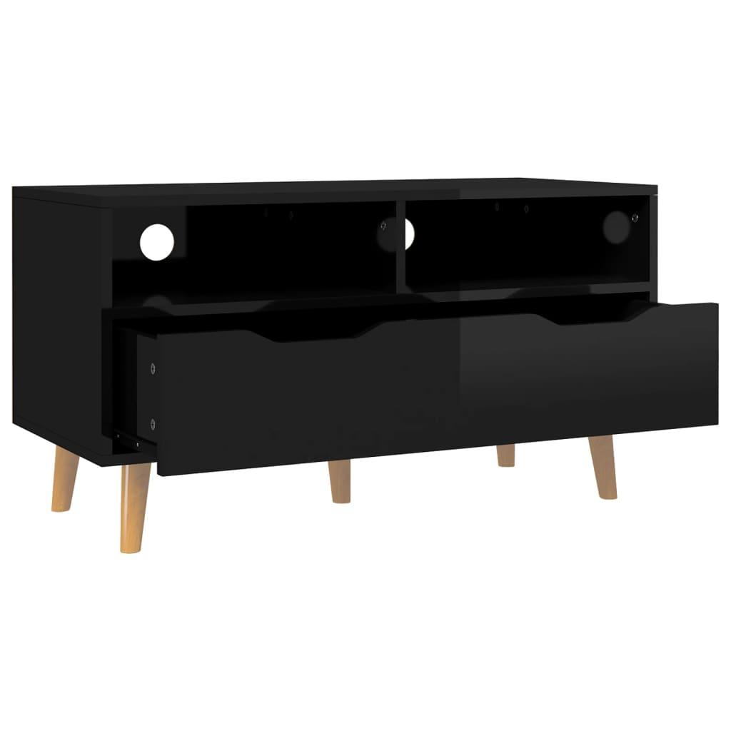 TV Cabinet High Gloss Black 35.4"x15.7"x19.1" Engineered Wood at Set Shop and Smile