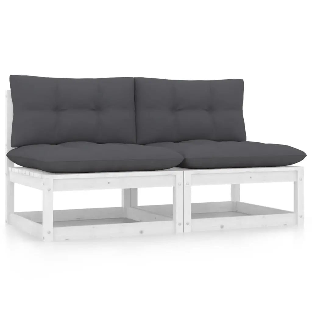 Patio Middle Sofas with Anthracite Cushions 2 pcs Solid Pinewood at Set Shop and Smile