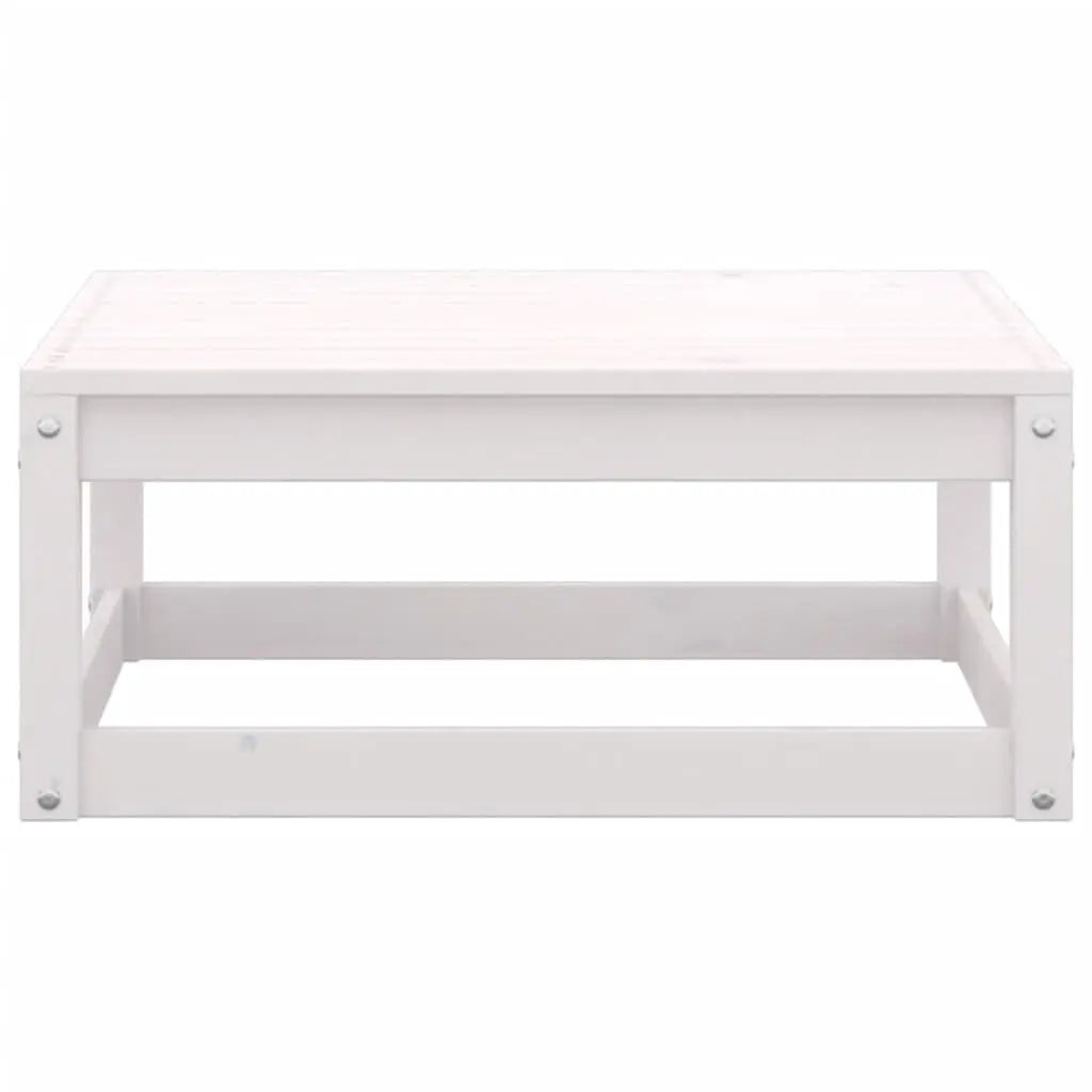 Patio Footstools with Cushions 2 pcs White Solid Wood Pine at Set Shop and Smile