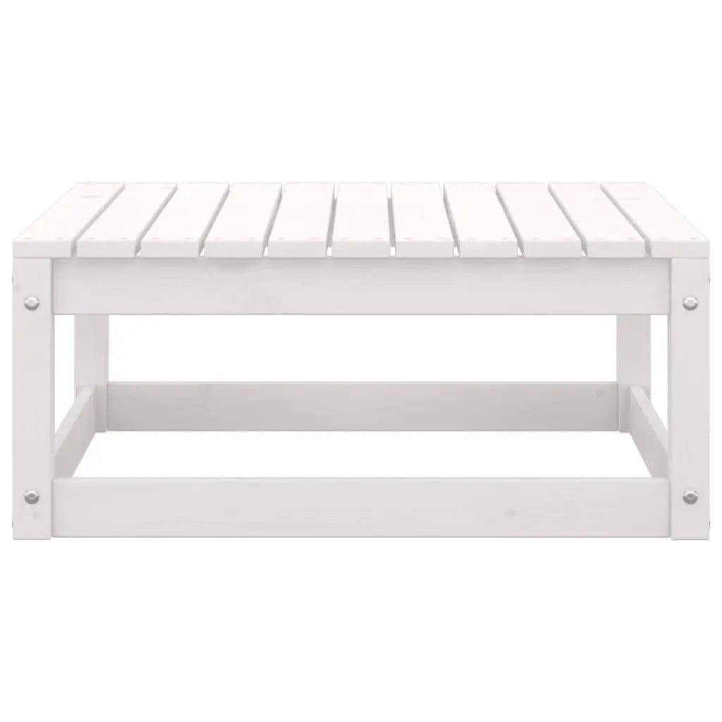 Patio Footstools with Cushions 2 pcs White Solid Wood Pine at Set Shop and Smile