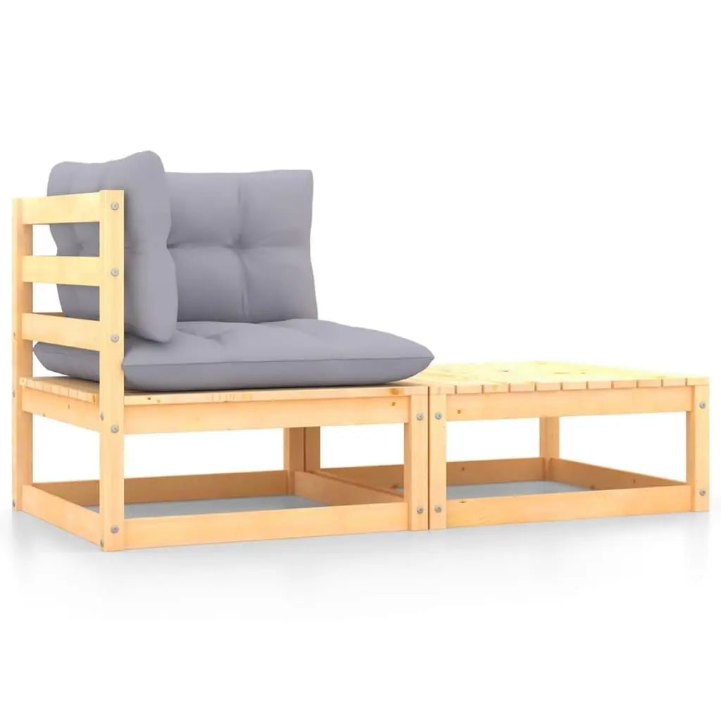 2 Piece Patio Lounge Set with Cushions Solid Pinewood at Set Shop and Smile