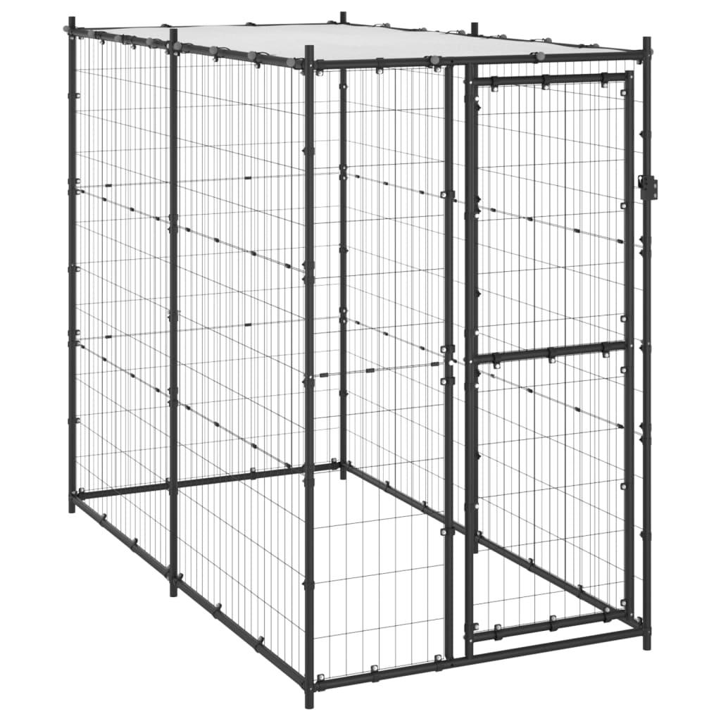 Outdoor Dog Kennel Steel with Roof 43.3"x86.6"x70.9" at Set Shop and Smile