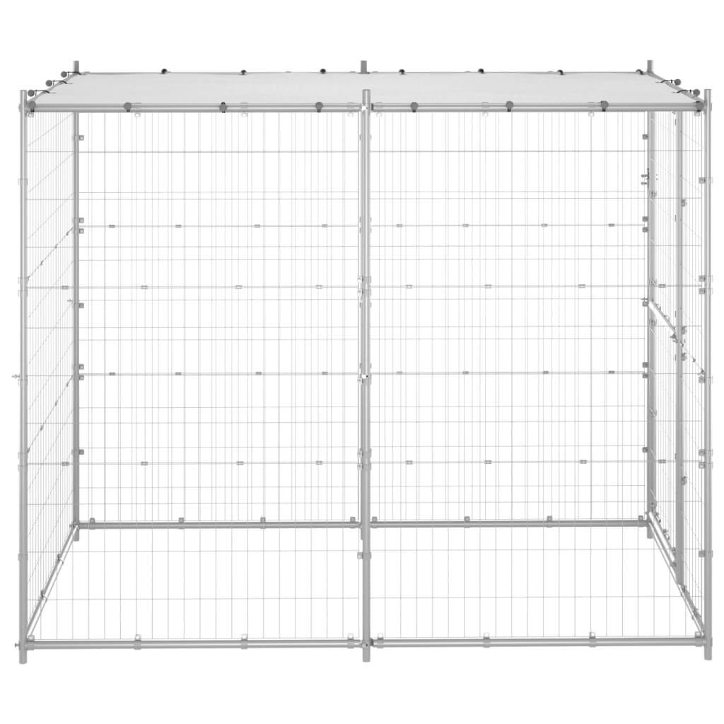 Outdoor Dog Kennel Galvanized Steel with Roof 43.3"x86.6"x70.9" at Set Shop and Smile