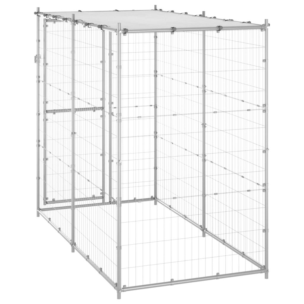 Outdoor Dog Kennel Galvanized Steel with Roof 43.3"x86.6"x70.9" at Set Shop and Smile