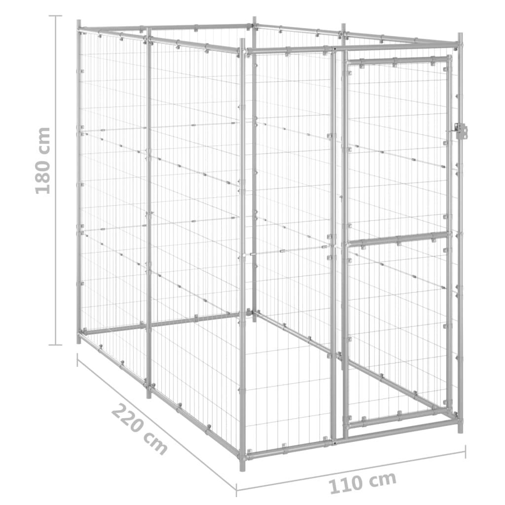 Outdoor Dog Kennel Galvanized Steel 43.3"x86.6"x70.9" at Set Shop and Smile