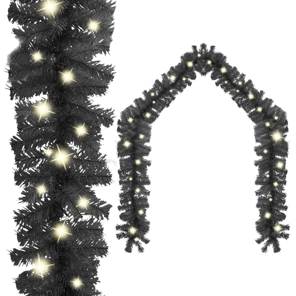 Christmas Garland with LED Lights 66 ft Black at Set Shop and Smile