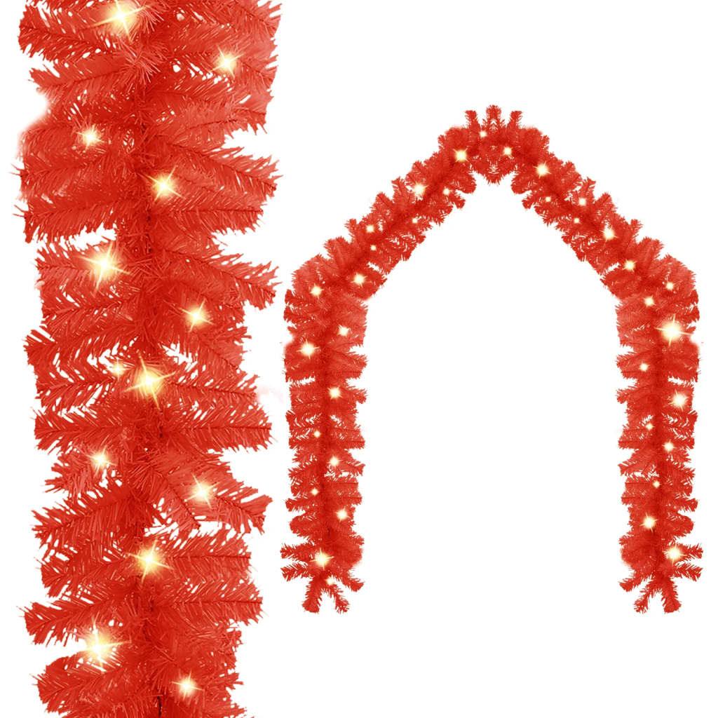 Christmas Garland with LED Lights 33 ft Red at Set Shop and Smile