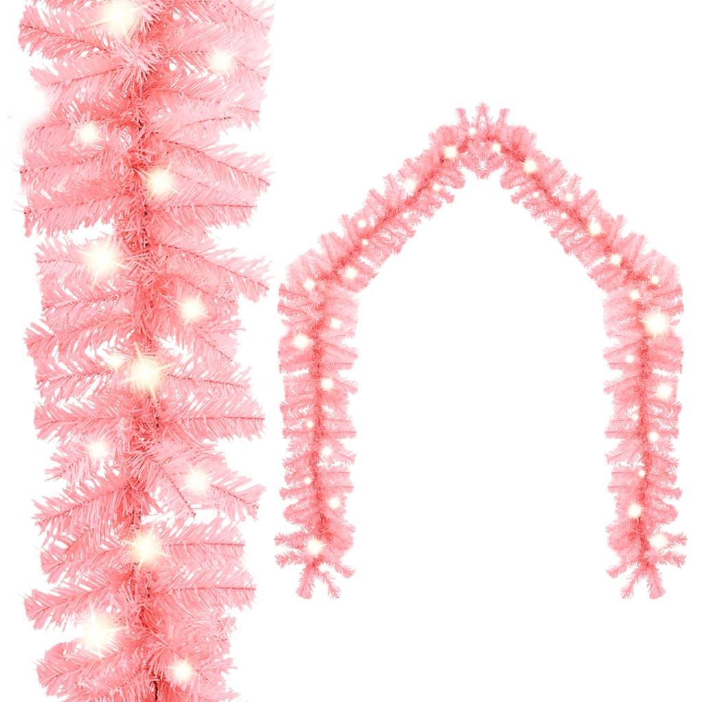 Christmas Garland with LED Lights 66 ft Pink at Set Shop and Smile