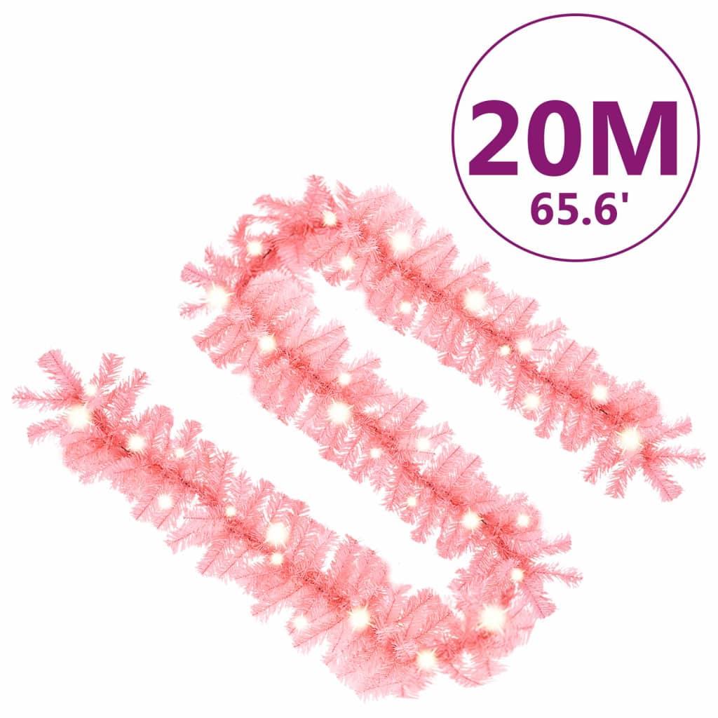 Christmas Garland with LED Lights 66 ft Pink at Set Shop and Smile