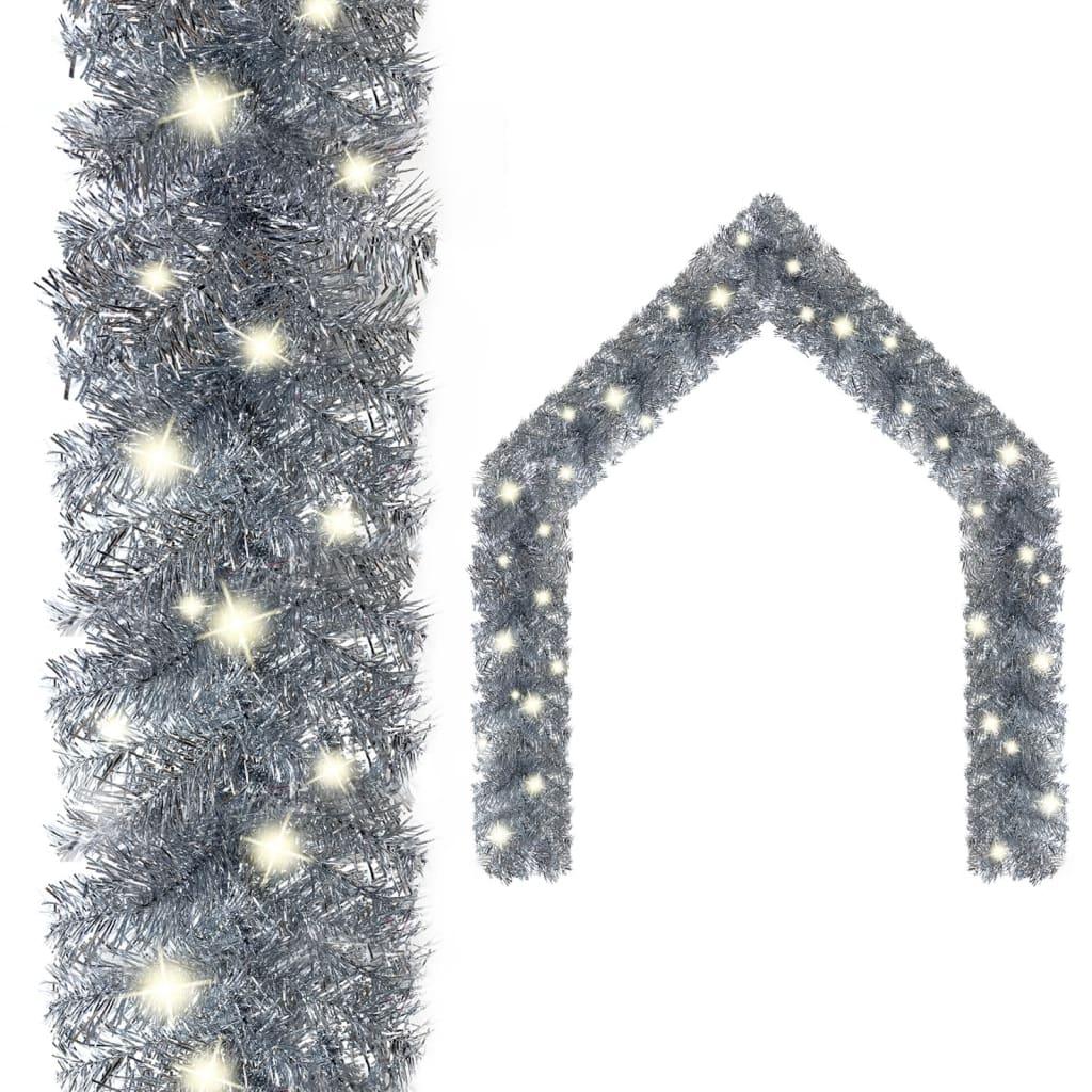 Christmas Garland with LED Lights 66 ft Silver at Set Shop and Smile