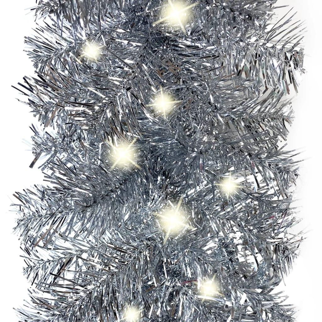 Christmas Garland with LED Lights 66 ft Silver at Set Shop and Smile